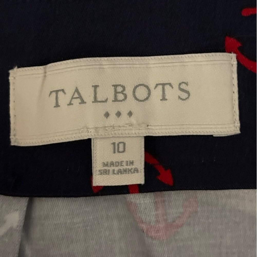 Talbots Women Skirt Size 10 Anchor Print Scallop Hem Nautical Preppy Coastal - Picture 4 of 10